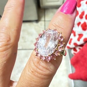 10 karat gold genuine morganite with pink sapphires